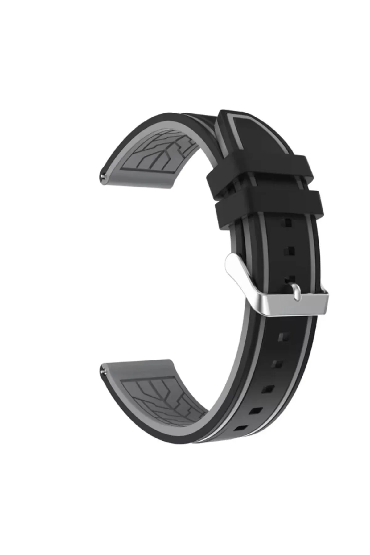 MarkaCase Garmin Vivoactive 4 için Silikon Kordon 22MM - Siyah/Gri