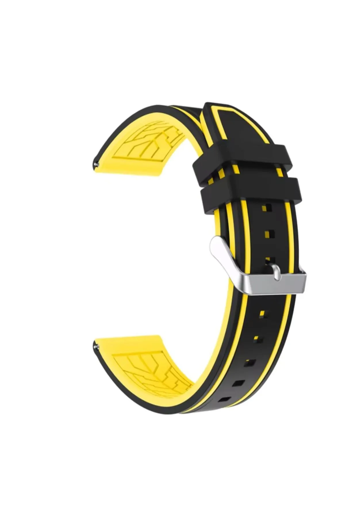 MarkaCase Huawei Watch Gt 2 46mm Için Silikon Kordon (22MM) - Siyah/Sarı
