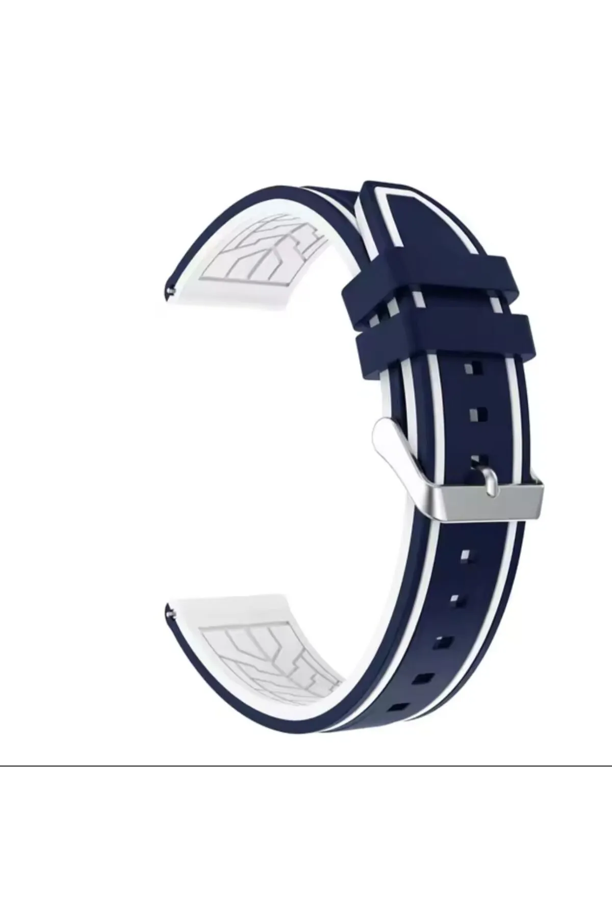 MarkaCase Oppo Realme Watch S Pro Için Silikon Kordon (22MM) - Lacivert/Beyaz