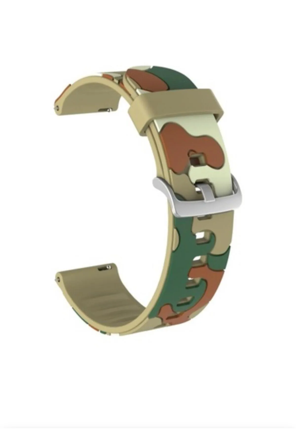 MarkaCase Garmin 245-245 Music Için Uyumlu Kamuflaj Silikon Saat Kordonu 20mm - Açık Kahverengi Kamuflaj
