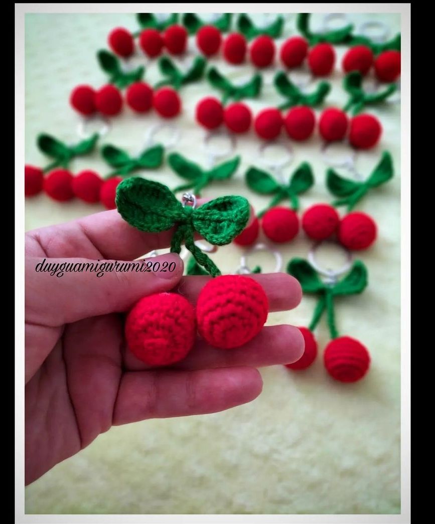 Amigurumi kiraz anahtarlık aksesuar hediyelik