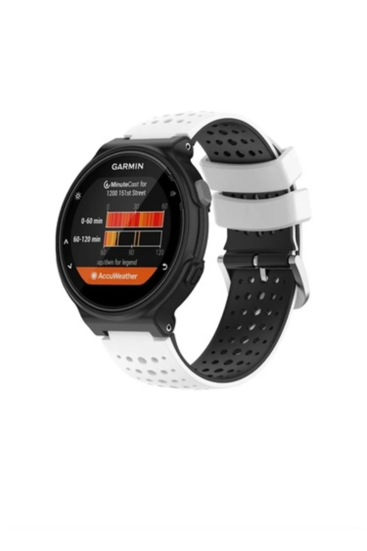 MarkaCase Garmin Forerunner 735XT Uyumlu Silikon Kordon - Beyaz/Siyah