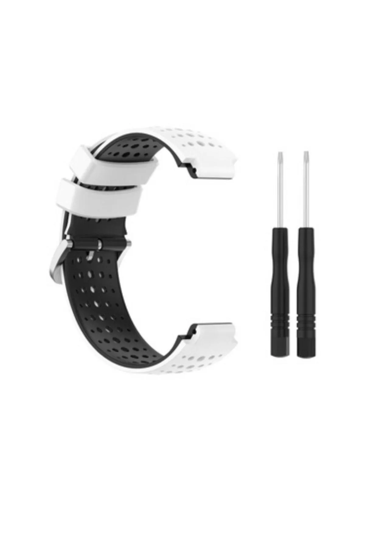 MarkaCase Garmin Forerunner 735XT Uyumlu Silikon Kordon - Beyaz/Siyah görsel 3