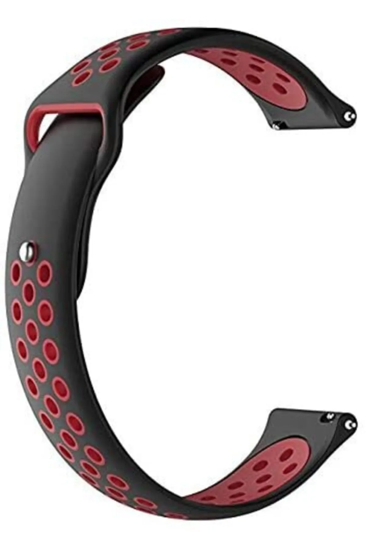 MarkaCase Fossil Watch Gen 6 Için Delikli Spor Kordon Siyah Kırmızı