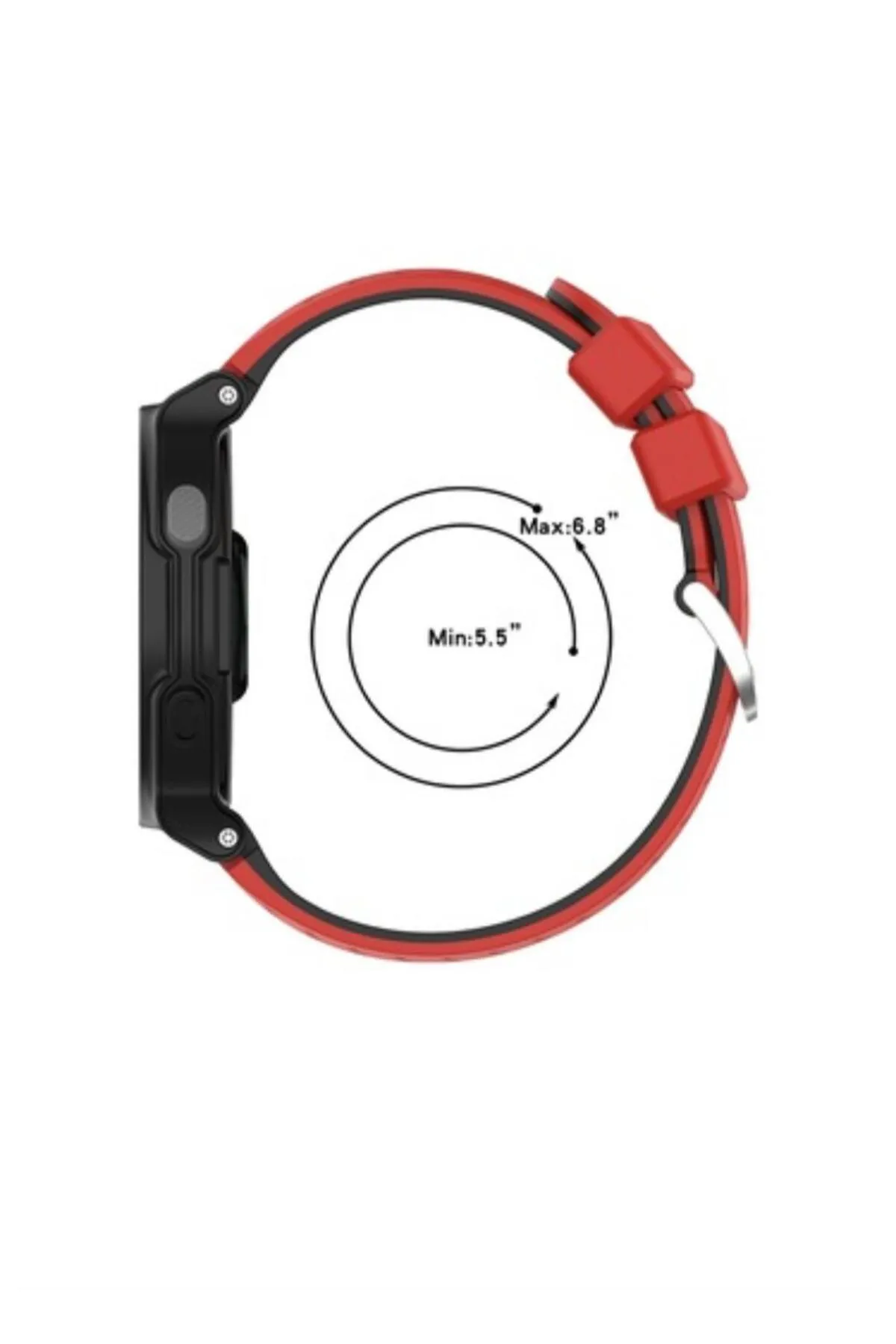 MarkaCase Garmin Forerunner 230-235 Uyumlu Silikon Kordon - Kırmızı/Siyah görsel 3
