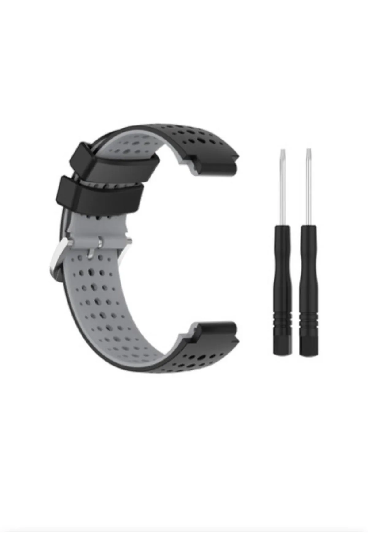 MarkaCase Garmin Forerunner 230-235 Uyumlu Silikon Kordon - Siyah/Gri görsel 3