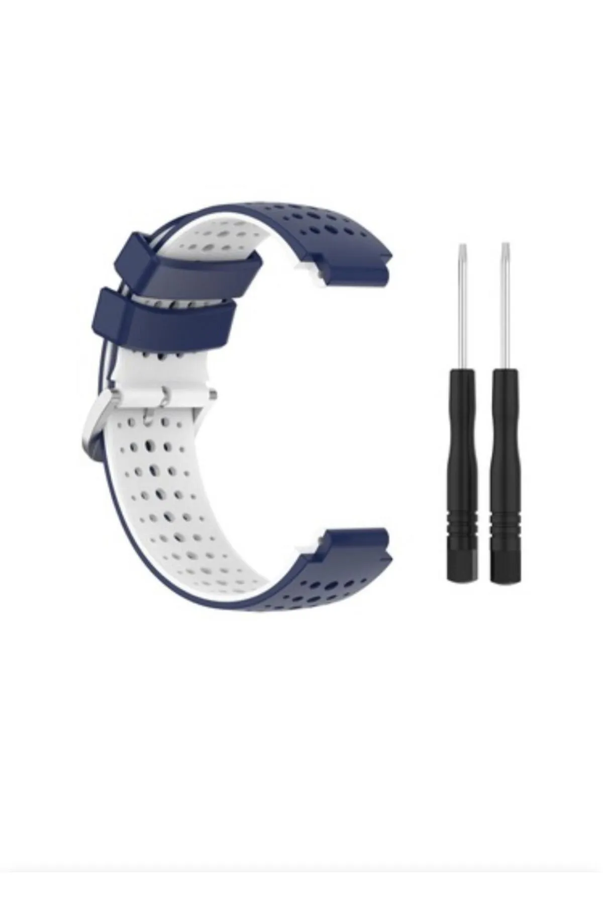 MarkaCase Garmin Forerunner 230-235 Uyumlu Silikon Kordon - Mavi/Beyaz görsel 2