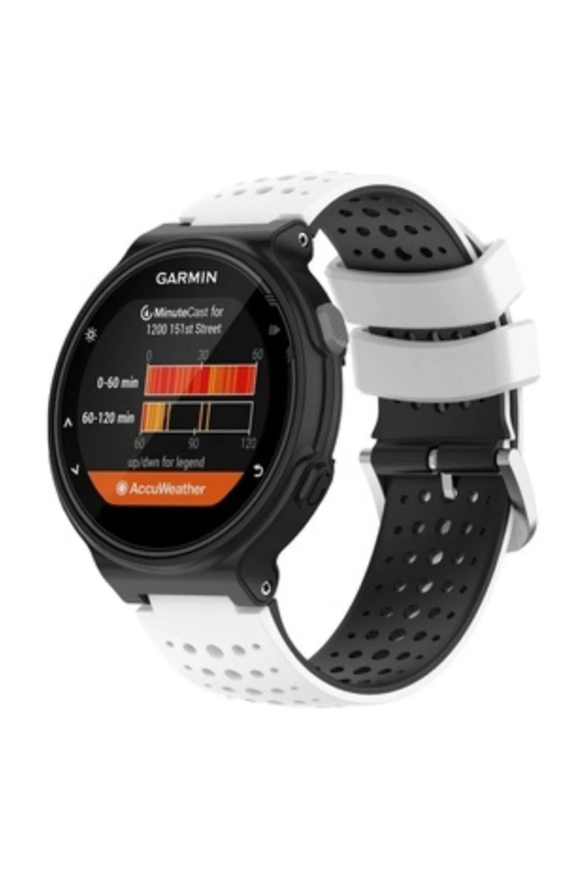 MarkaCase Garmin Forerunner 230-235 Uyumlu Silikon Kordon - Beyaz/Siyah
