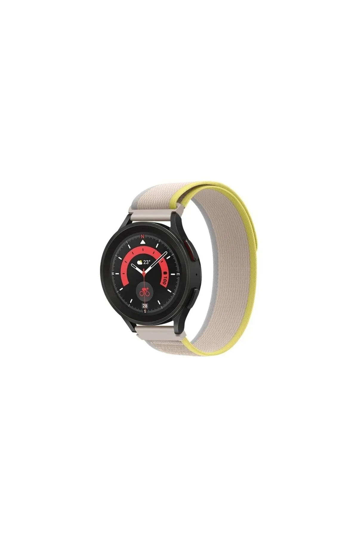 MarkaCase Amazfit Gtr 2 Klasik İçin Trail Kordon 22MM - Krem/Sarı