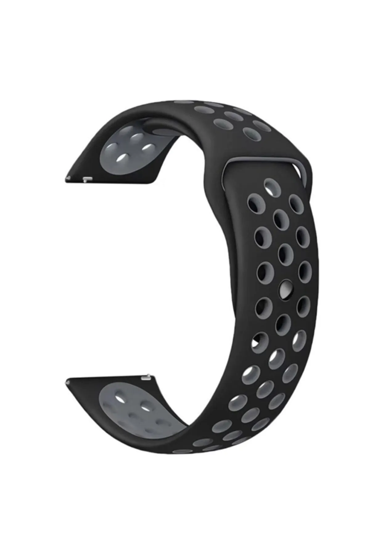 MarkaCase Fossil Watch Gen 6 Için Delikli Spor Kordon Siyah Gri