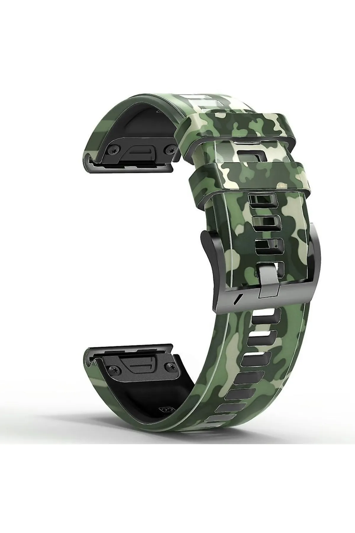 MarkaCase Garmin Fenix 6 -6 Pro (22MM) Kamuflaj Silikon Saat Kordonu - Yeşil Kamuflaj