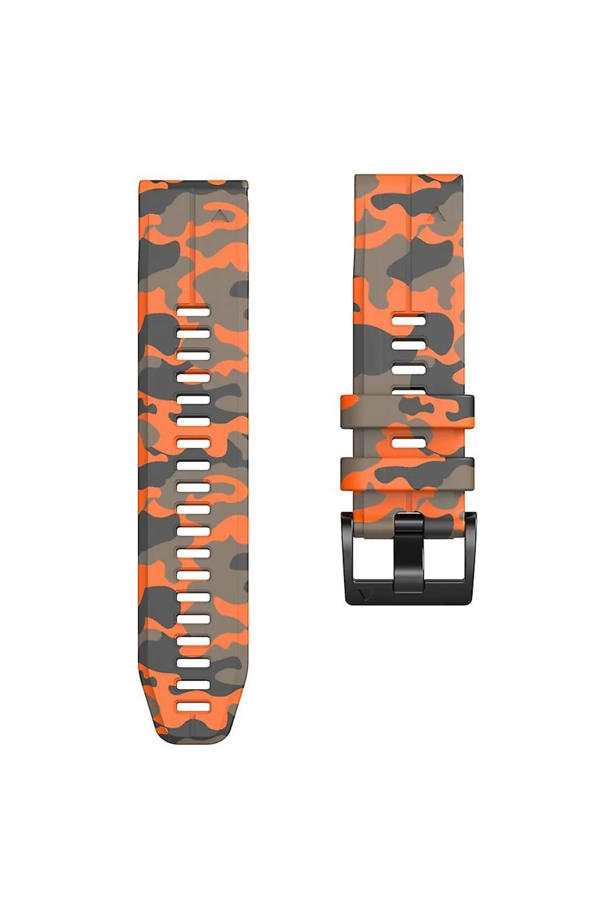 MarkaCase Garmin Forerunner 935/945/955 silikon kayış(22mm) Kamuflaj Silikon Saat Kordonu - Turuncu Kamuflaj görsel 3