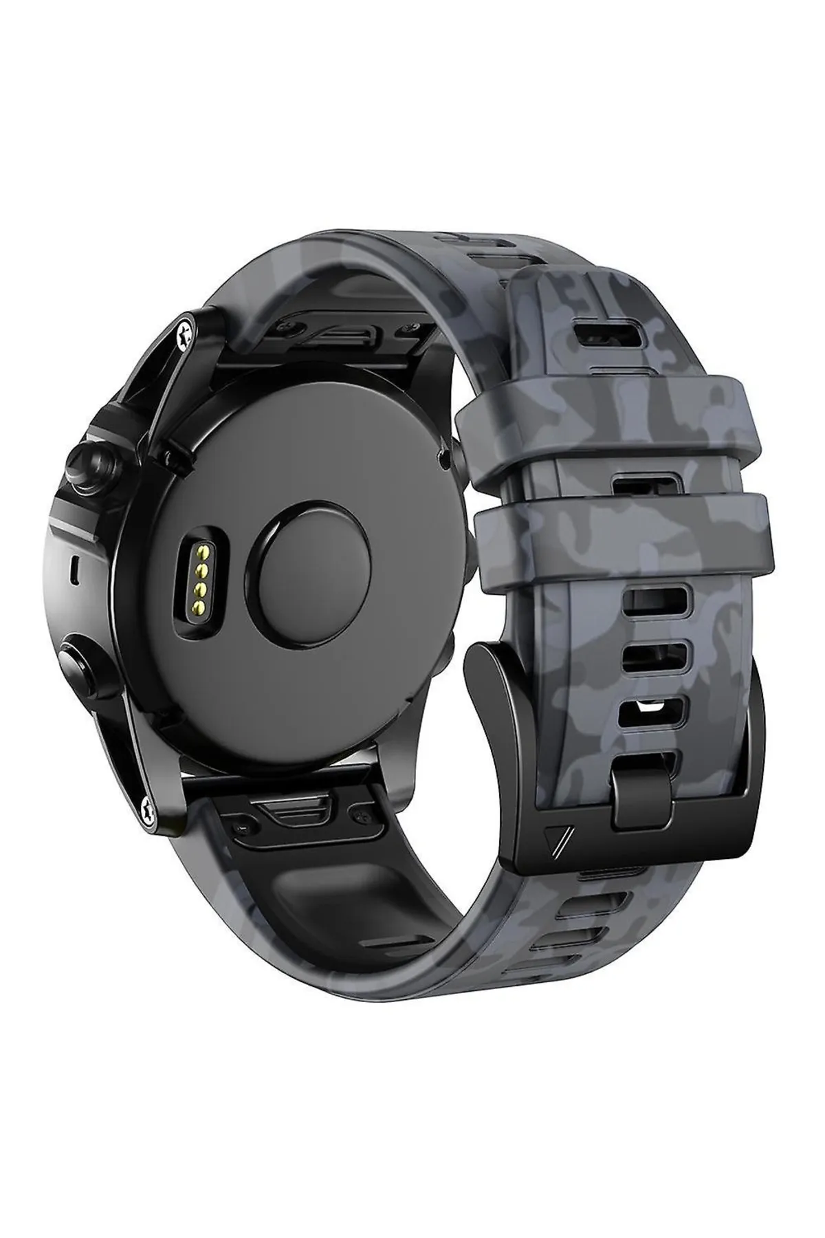 MarkaCase Garmin Forerunner 935/945/955 silikon kayış(22mm) Kamuflaj Silikon Saat Kordonu - Gri Kamuflaj görsel 2