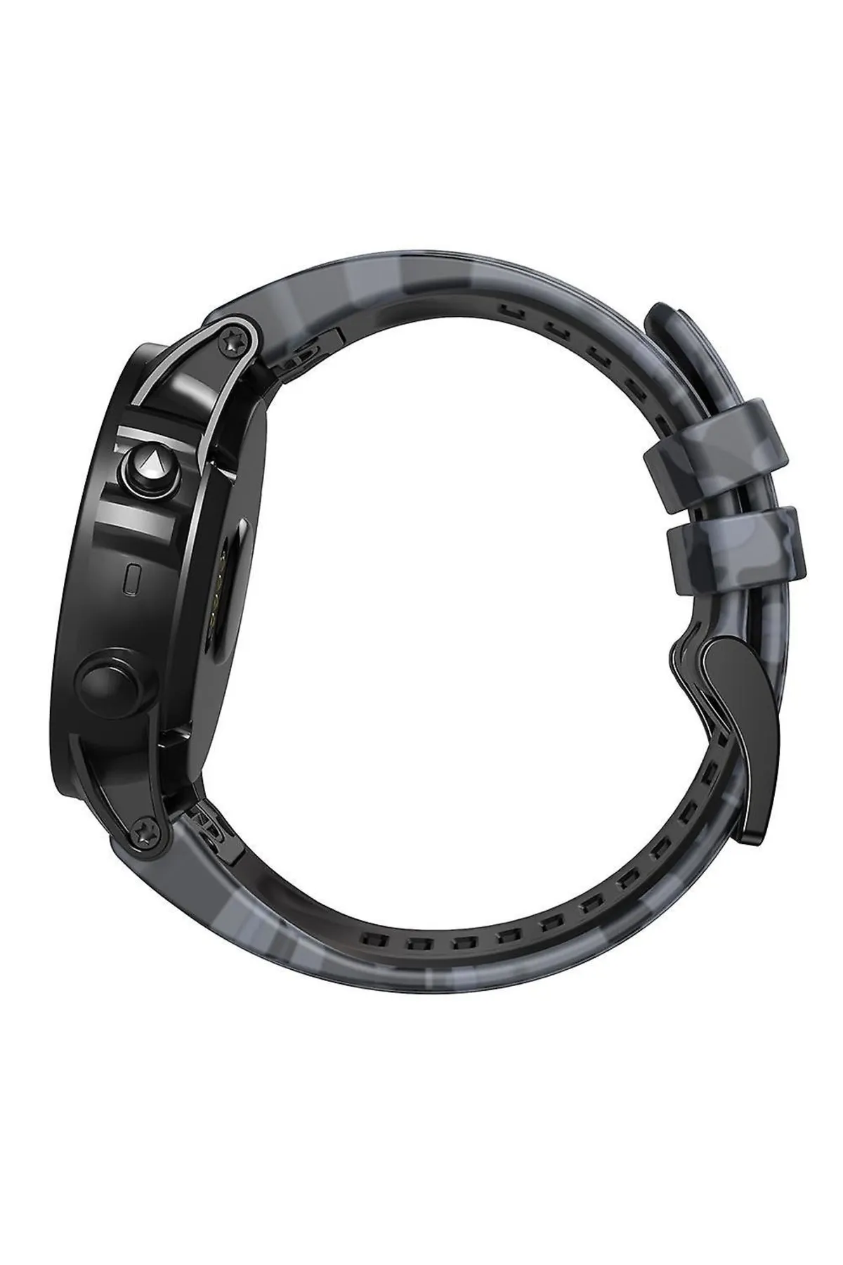 MarkaCase Garmin Forerunner 935/945/955 silikon kayış(22mm) Kamuflaj Silikon Saat Kordonu - Gri Kamuflaj görsel 4