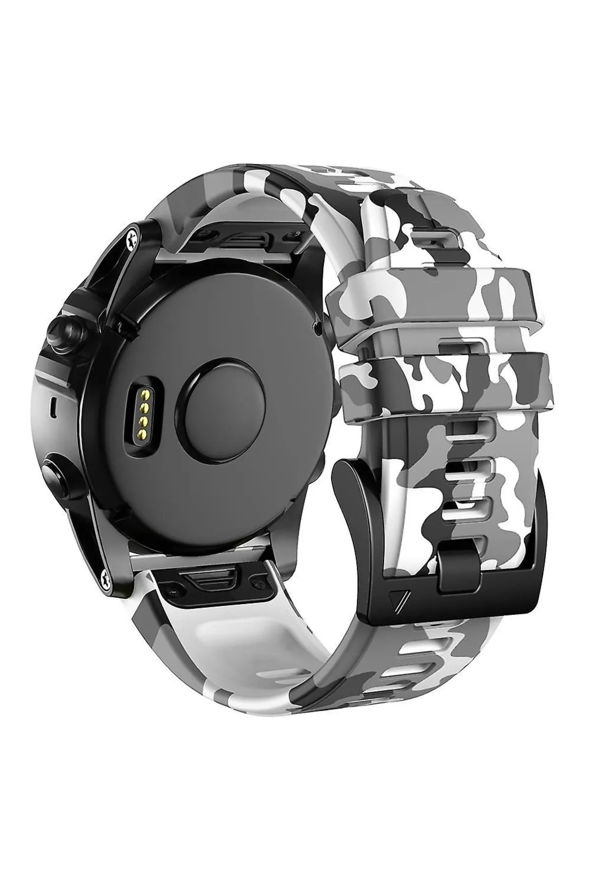 MarkaCase Garmin Forerunner 935/945/955 silikon kayış(22mm) Kamuflaj Silikon Saat Kordonu - Beyaz Kamuflaj görsel 2