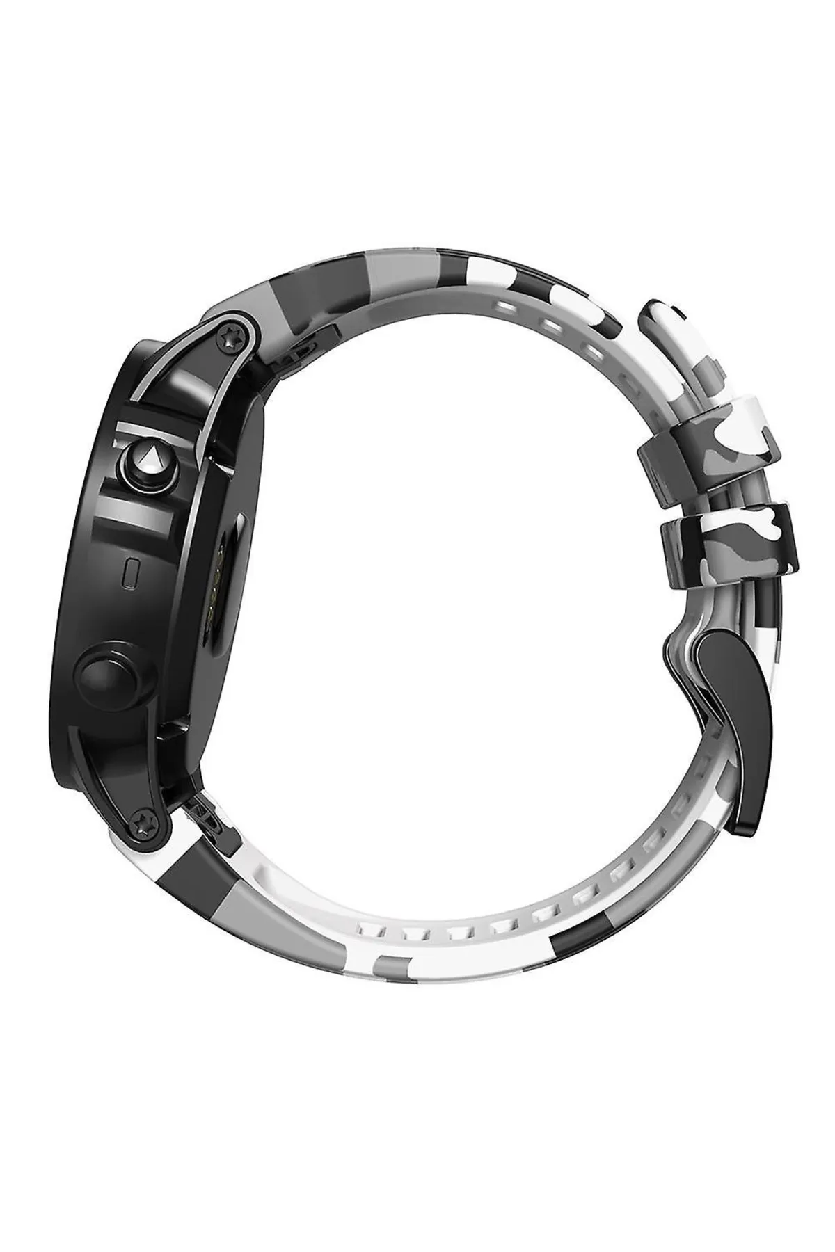 MarkaCase Garmin Forerunner 935/945/955 silikon kayış(22mm) Kamuflaj Silikon Saat Kordonu - Beyaz Kamuflaj görsel 3