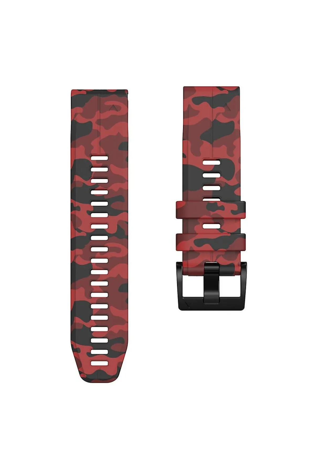 MarkaCase Garmin apporach 60-62 (22mm) Kamuflaj Silikon Saat Kordonu - Kırmızı Kamuflaj görsel 3