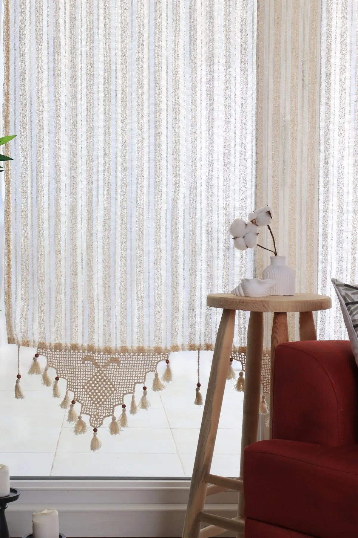 Buldan Concept Buldan Çizgili Tül Perde 300x220 Cm görsel 5