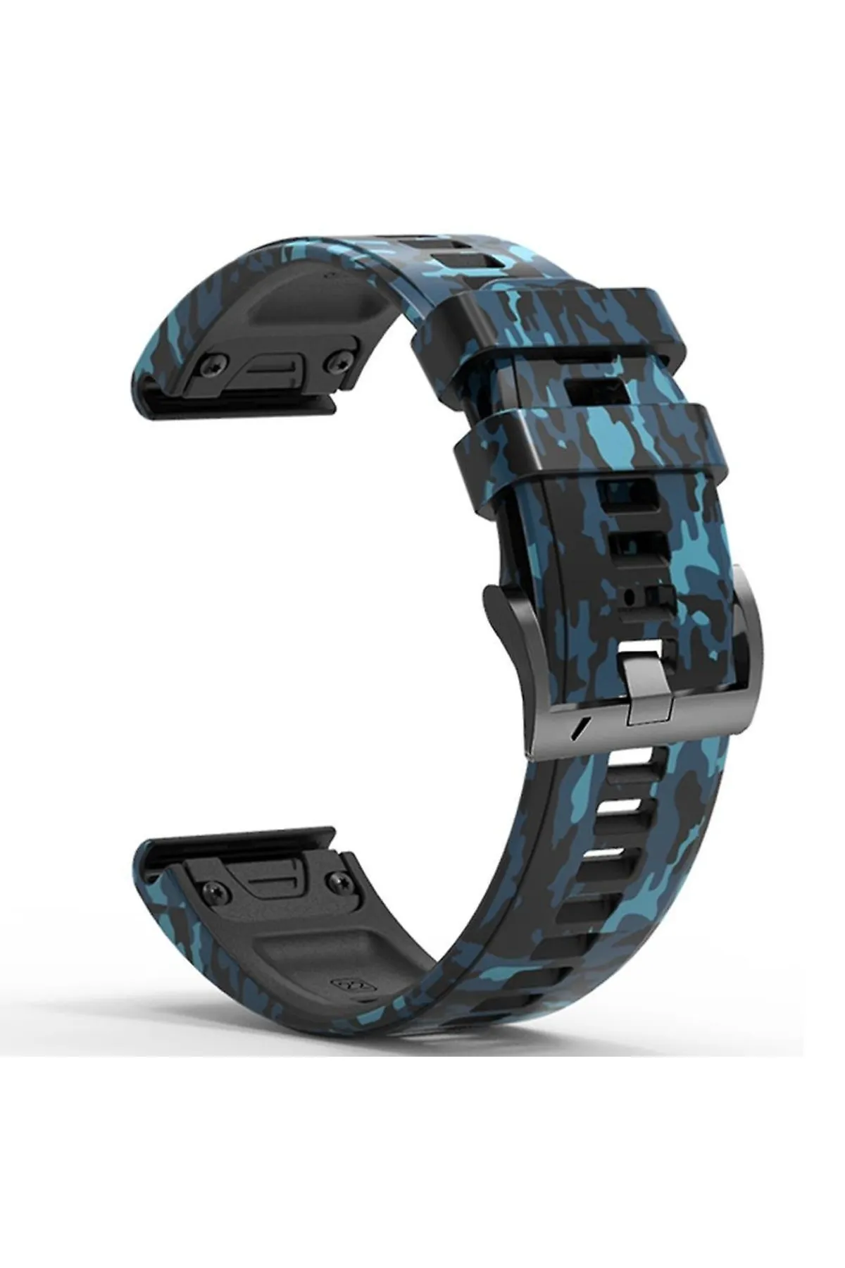 MarkaCase Garmin Quatix 5 (22MM) Kamuflaj Silikon Saat Kordonu - Mavi Kamuflaj görsel 2