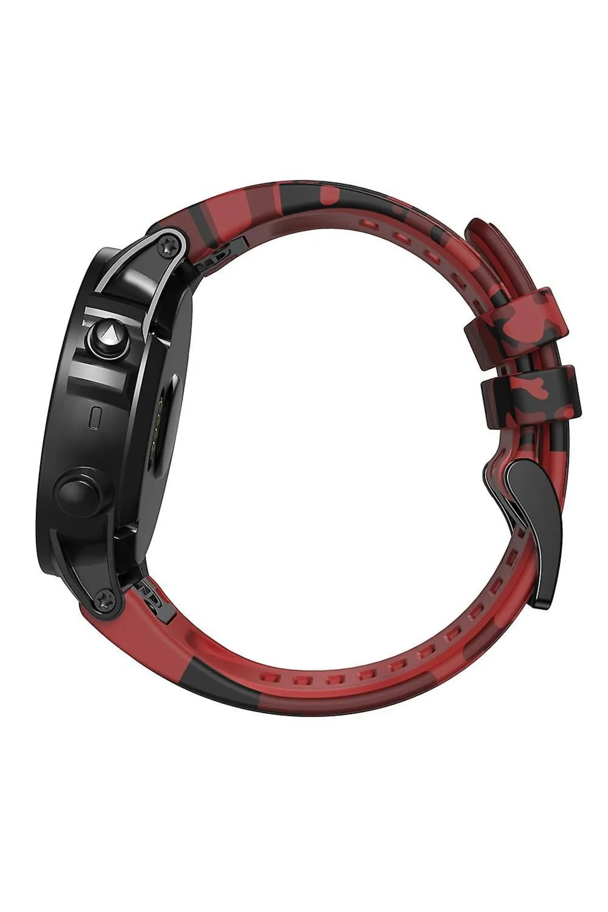 MarkaCase Garmin Quatix 5 (22MM) Kamuflaj Silikon Saat Kordonu - Kırmızı Kamuflaj görsel 4