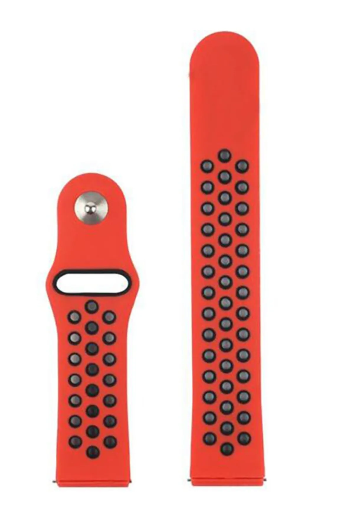 MarkaCase Fossil Watch Gen 6 Için Uyumlu Delikli Spor Kordon Kırmızı Siyah