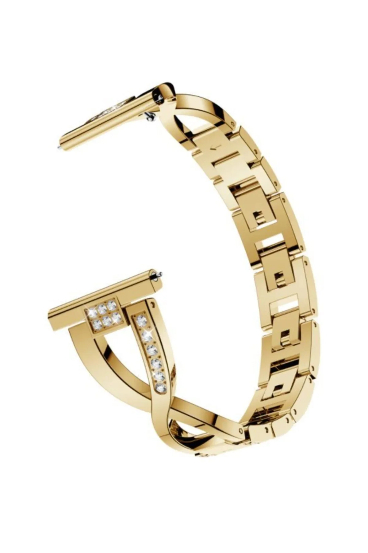 MarkaCase Fossil Watch Gen 6 Uyumlu Pırlanta Görünümlü Taşlı Fantezi Kordon Gold
