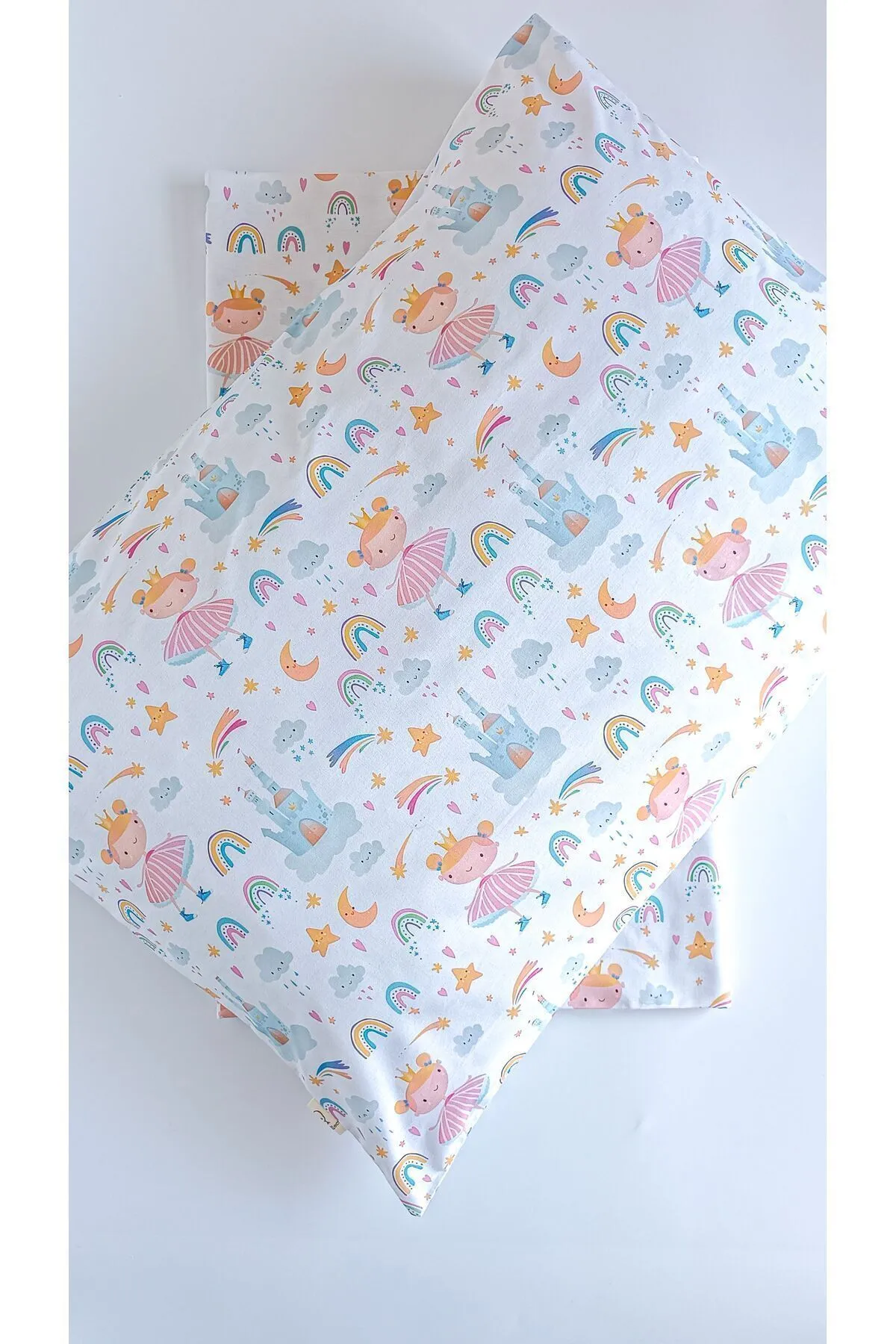 O&G Collection Prenses %100 Pamuklu (90X190 CM) Lastikli Çarşaf Ve Yastık Kılıfı Seti 2'li Set Bebek / Çocuk