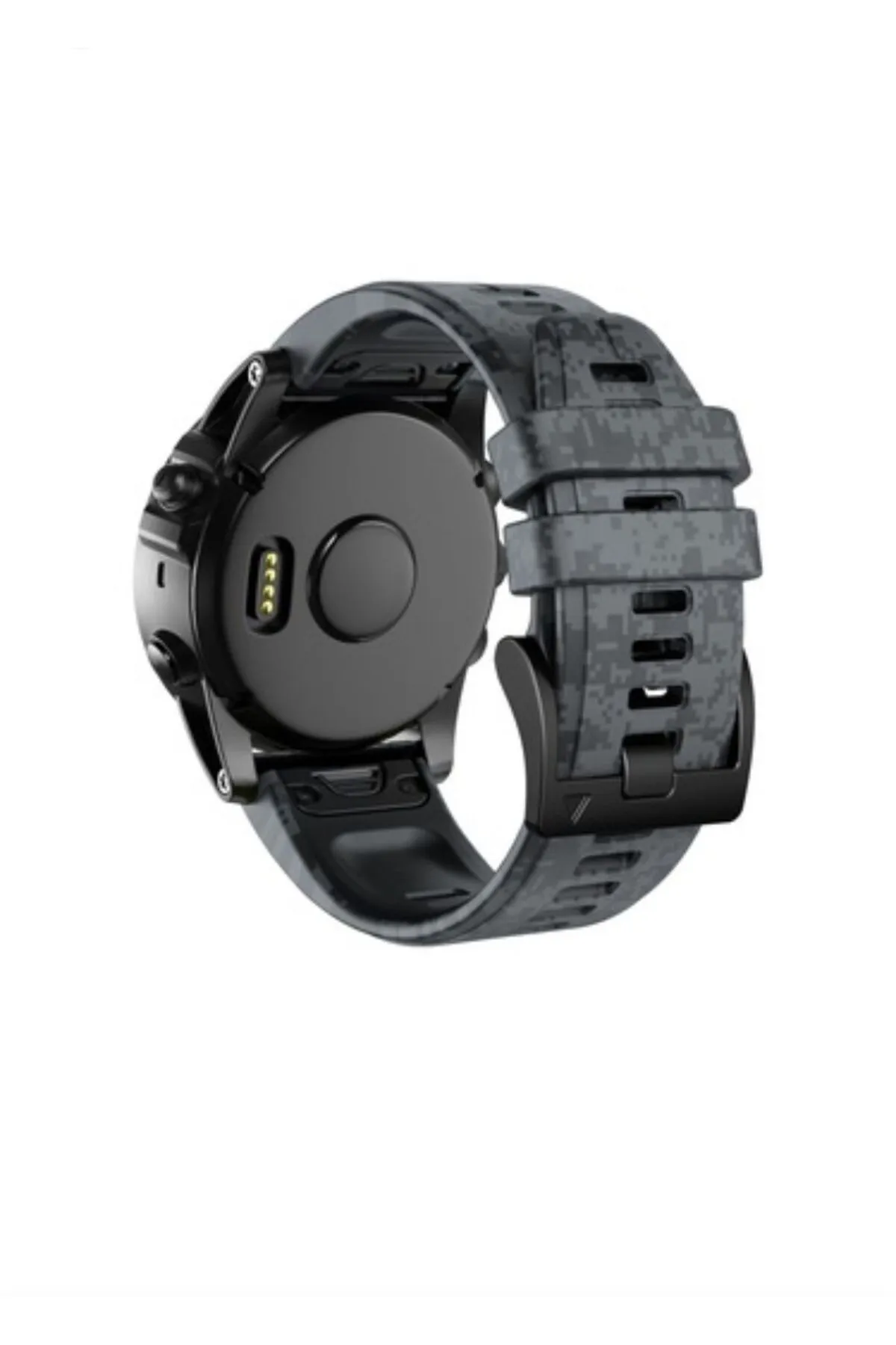 MarkaCase Garmin fenix 6x-6x pro- plus (26MM) Kamuflaj Silikon Saat Kordonu - Antrasit görsel 2