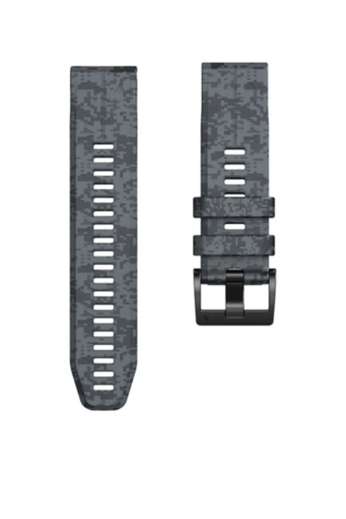 MarkaCase Garmin fenix 6x-6x pro- plus (26MM) Kamuflaj Silikon Saat Kordonu - Antrasit görsel 3