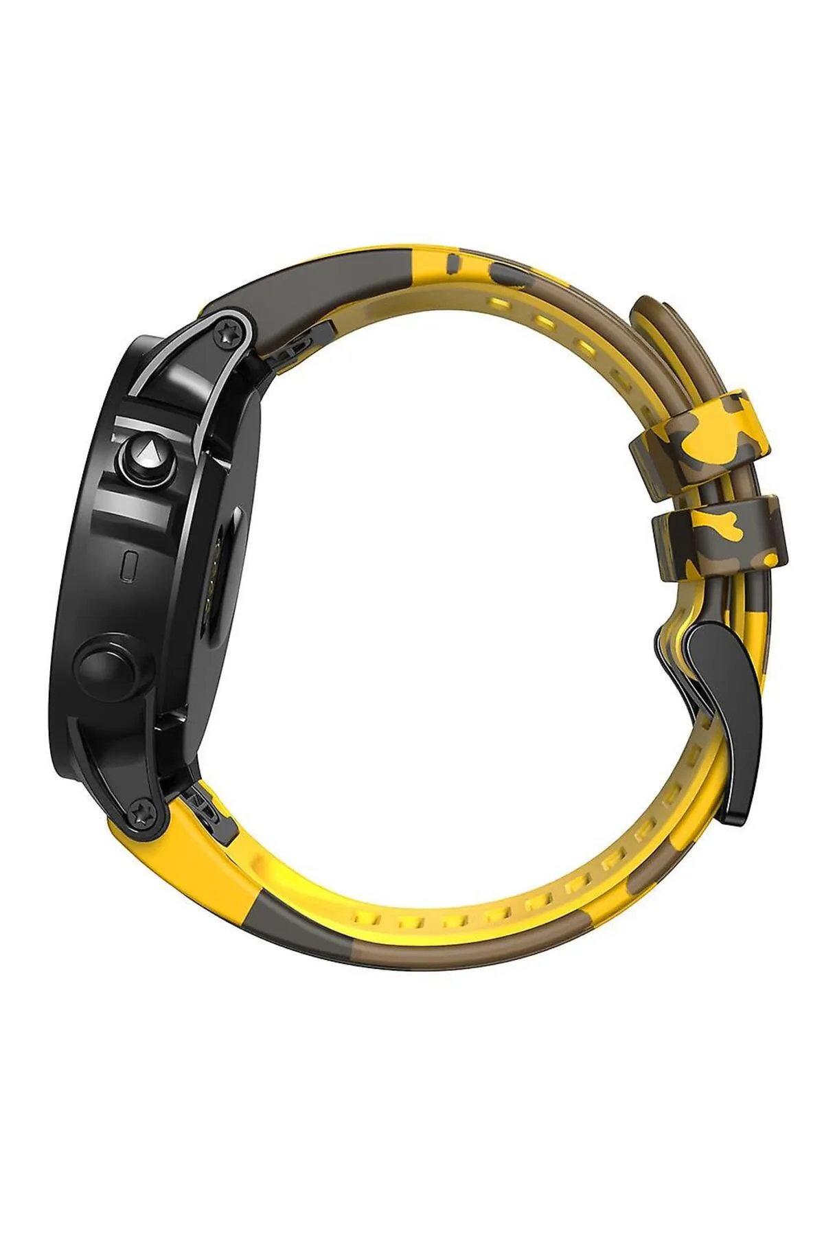 MarkaCase Garmin fenix 6x-6x pro- plus  (26MM) Kamuflaj Silikon Saat Kordonu - Sarı Kamuflaj görsel 4