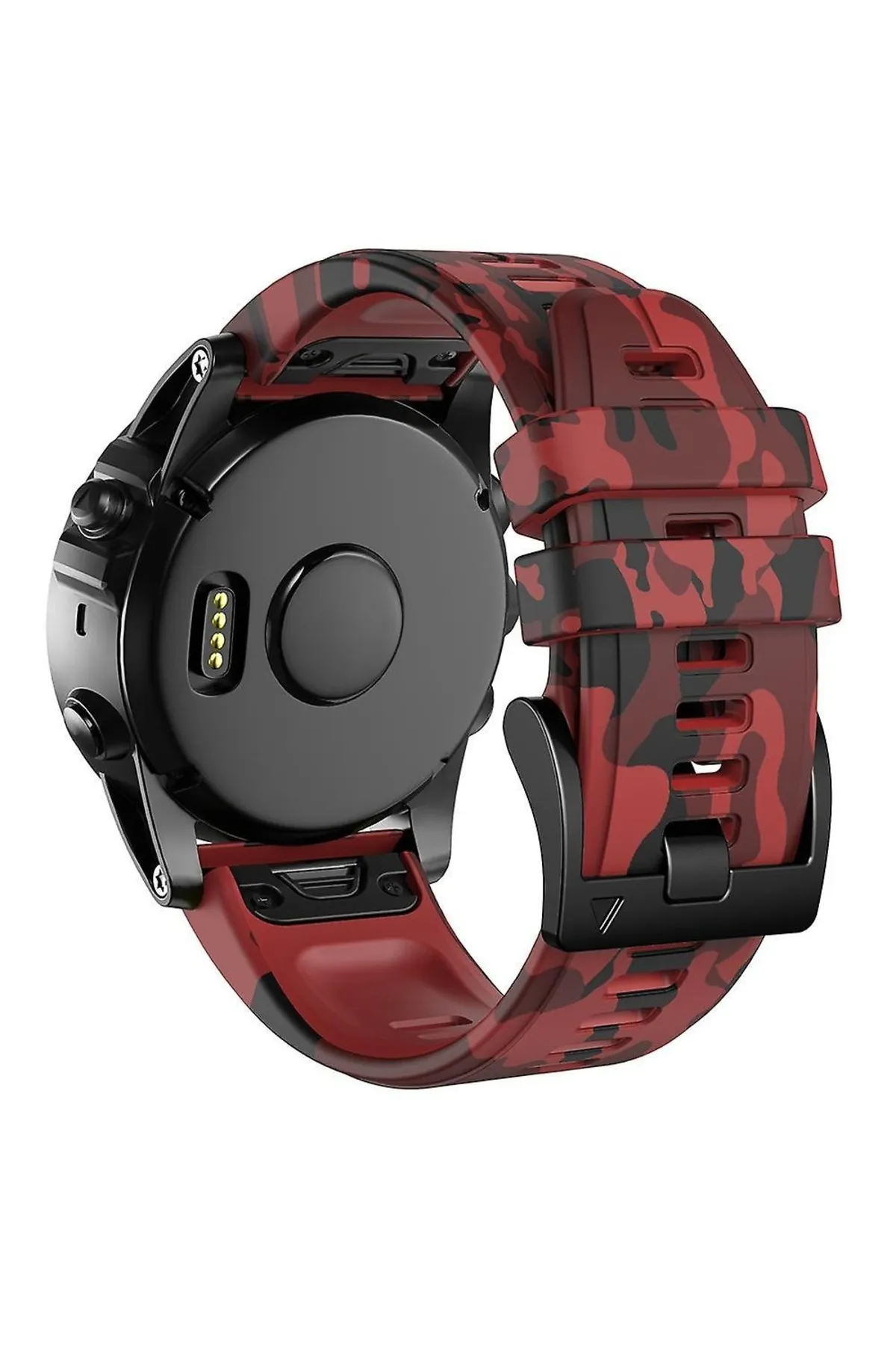 MarkaCase Garmin 7x - 7x pro - plus  (26MM) Kamuflaj Silikon Saat Kordonu - Kırmızı Kamuflaj görsel 2