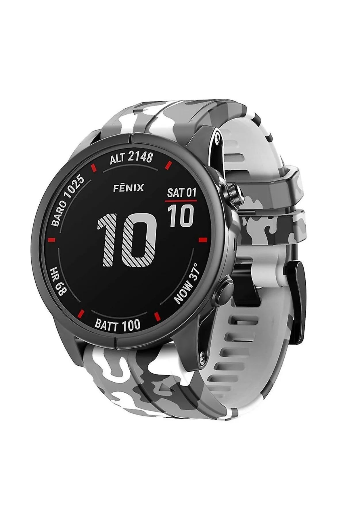 MarkaCase Garmin 7x - 7x pro - plus  (26MM) Kamuflaj Silikon Saat Kordonu - Beyaz Kamuflaj