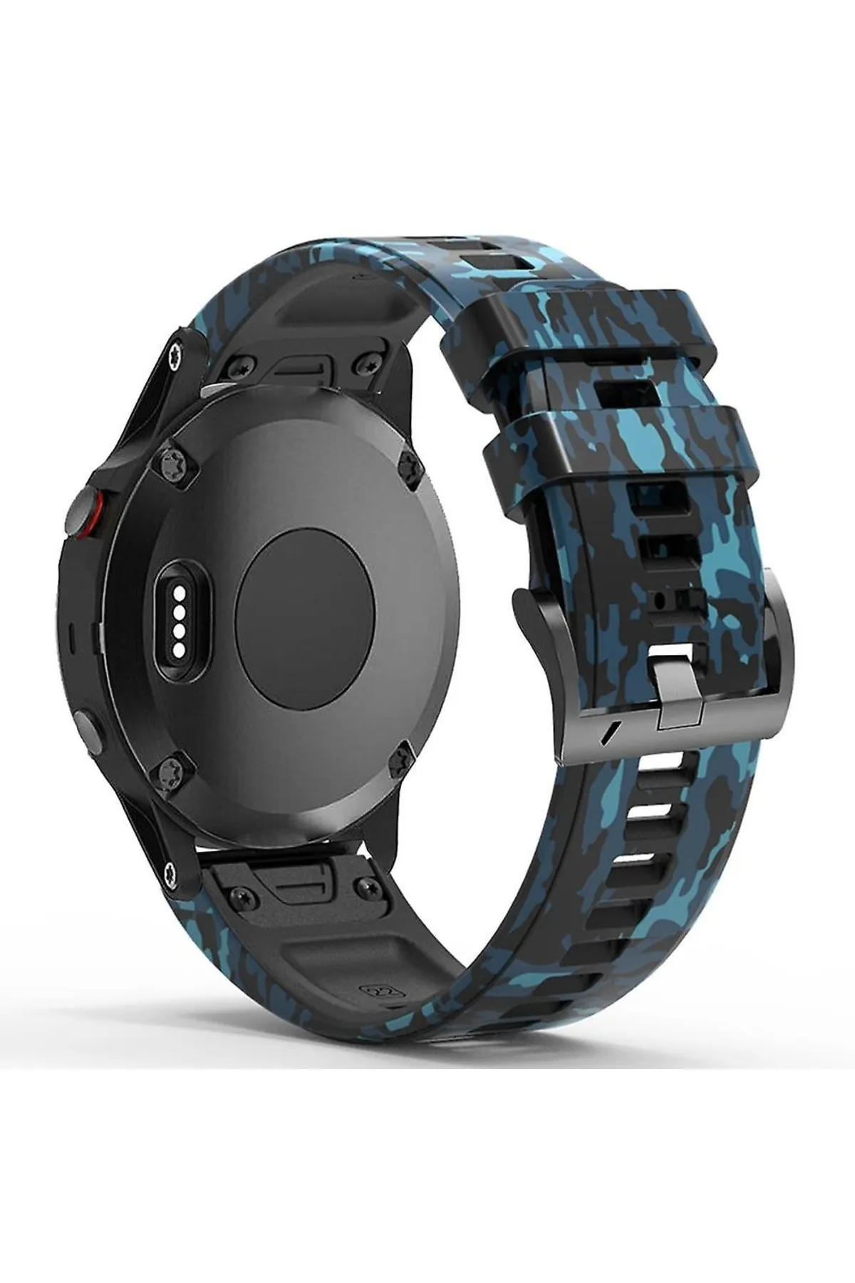 MarkaCase Garmin Descent MK1 Quick (26MM) Kamuflaj Silikon Saat Kordonu - Mavi Kamuflaj