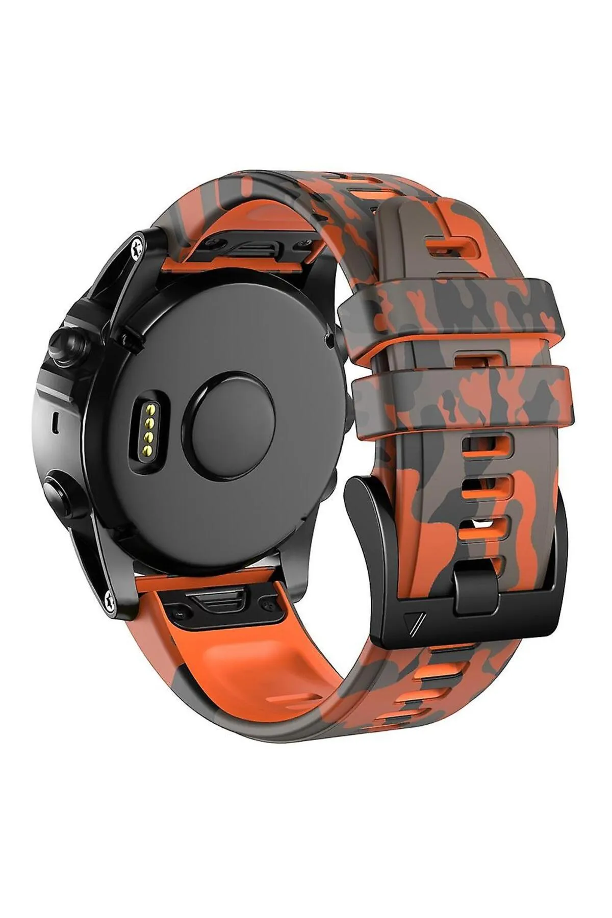 MarkaCase Garmin Descent MK1 Quick (26MM) Kamuflaj Silikon Saat Kordonu - Turuncu Kamuflaj görsel 2