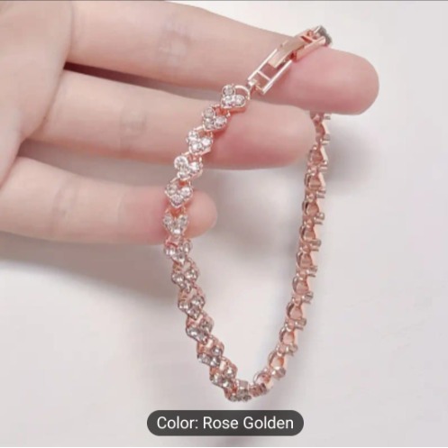 Elif Tedarik Kalpli Pırlanta Görünümlü Bileklik (Rose Gold)