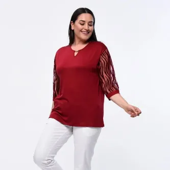 GButik's Büyük Beden Kolları Dantelli Bluz