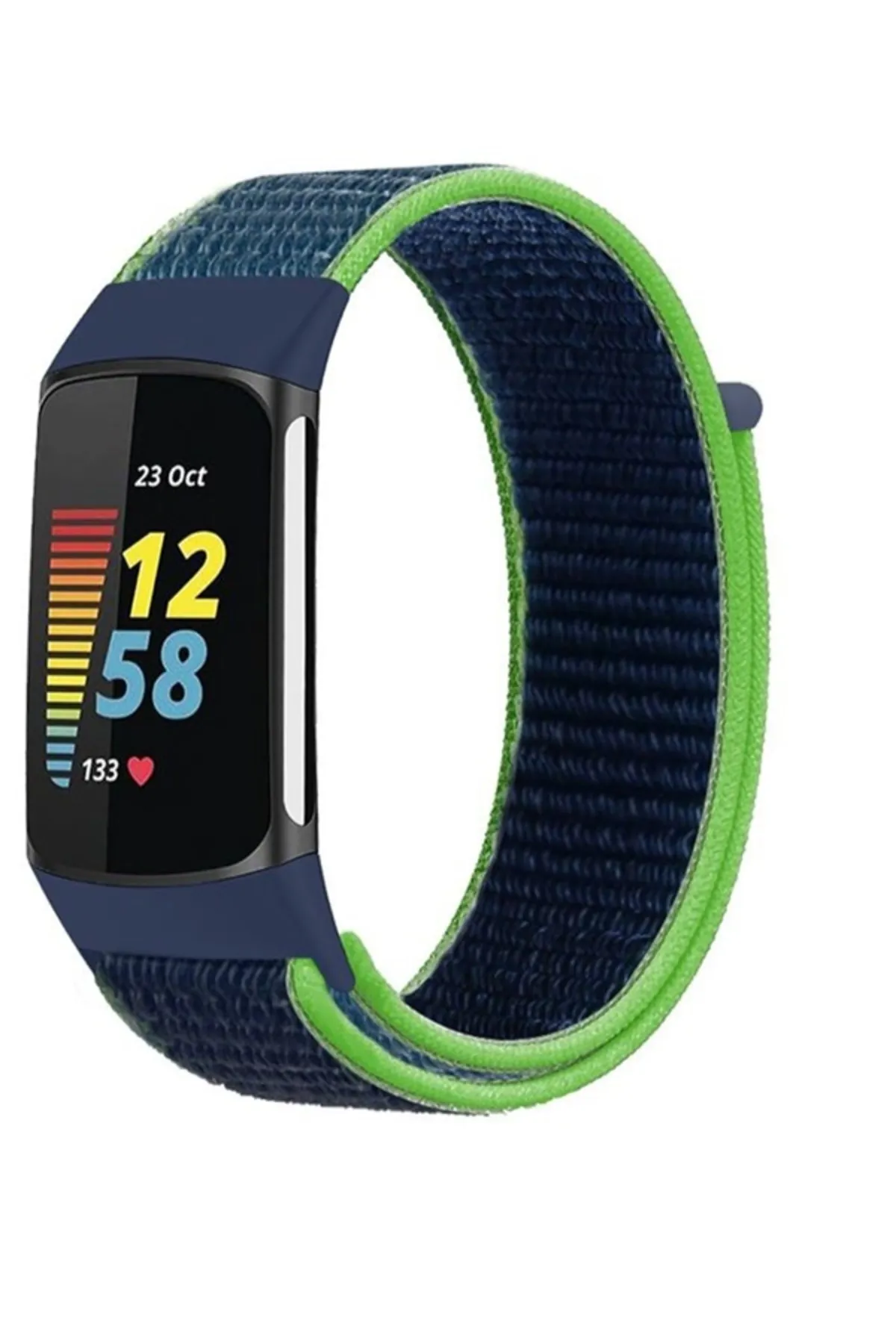 MarkaCase Fitbit Charge 5 İçin Dokuma Kordon - Mavi/Yeşil