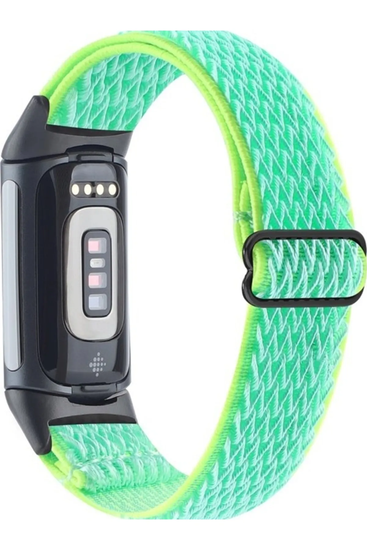 MarkaCase Fitbit Charge 5 Elastik  Örgü Watch Kordon - Nane Yeşili görsel 2