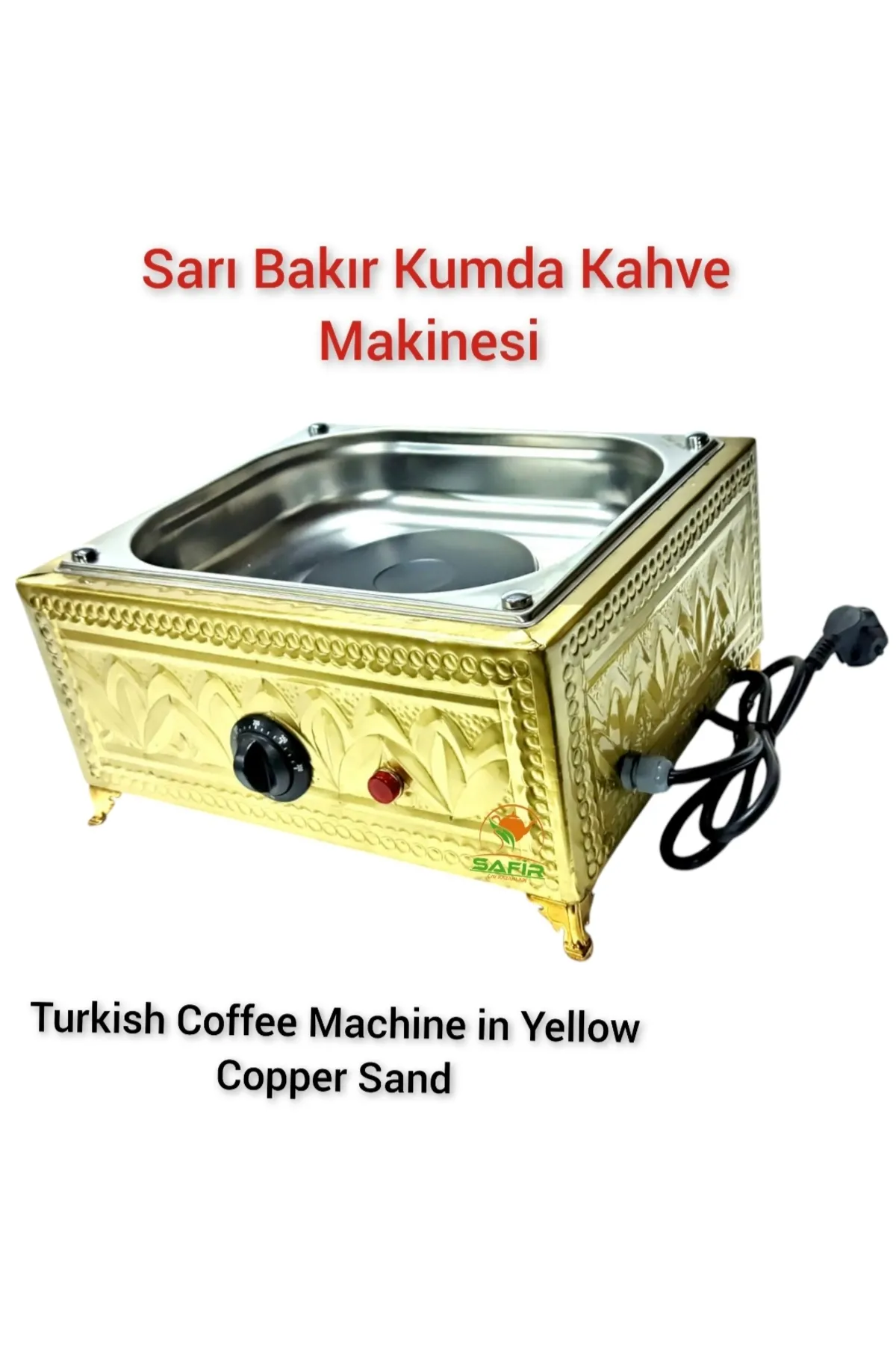 SAFİR ÇAY KAZANLARI Özel Gold Kumda Kahve Makinesi Ev ve Ofis İçin Gold Kumda Kahve Safir Kumda Kahve Cihazı Kare