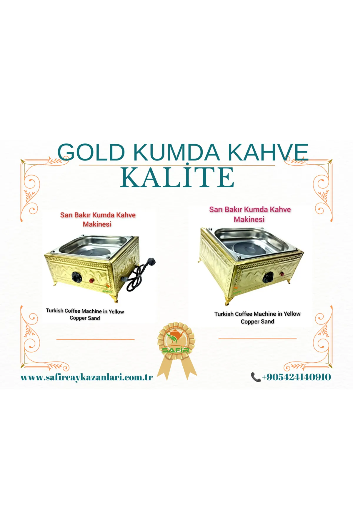 SAFİR ÇAY KAZANLARI Özel Gold Kumda Kahve Makinesi Ev ve Ofis İçin Gold Kumda Kahve Safir Kumda Kahve Cihazı Kare görsel 3