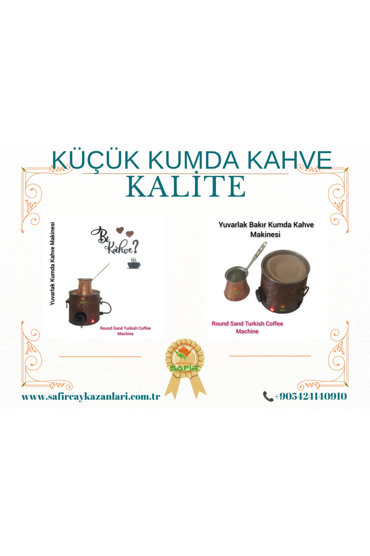 SAFİR ÇAY KAZANLARI Bakır Kumda Kahve Ev ve Ofis İçin Yuvarlak Bakır Kumda Kahve Makinesi Safir Kumda Kahve görsel 5