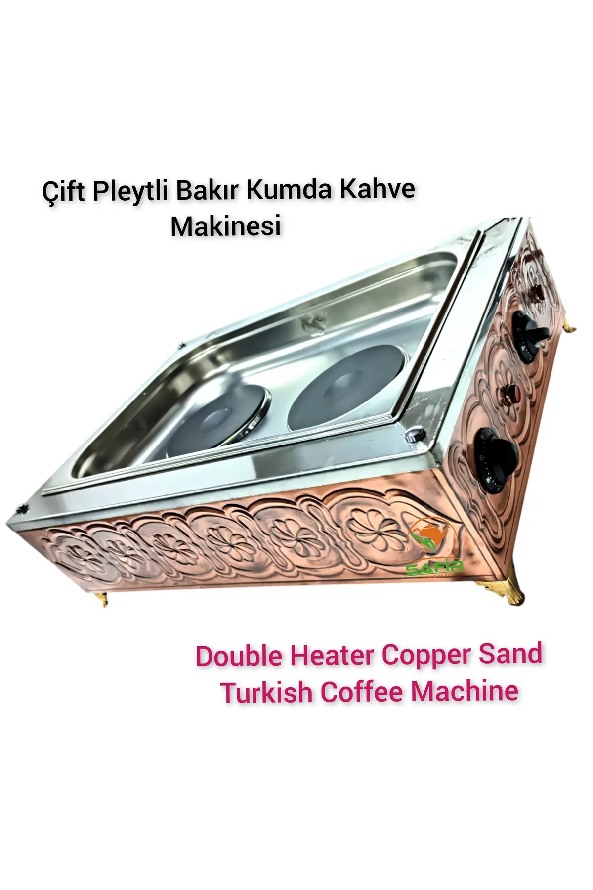 SAFİR ÇAY KAZANLARI Çift ısıtıcılı Bakır Kumda Kahve Makinesi Büyük Boy Kumda Kahve Cihazı Safir Kumda Kahve görsel 2