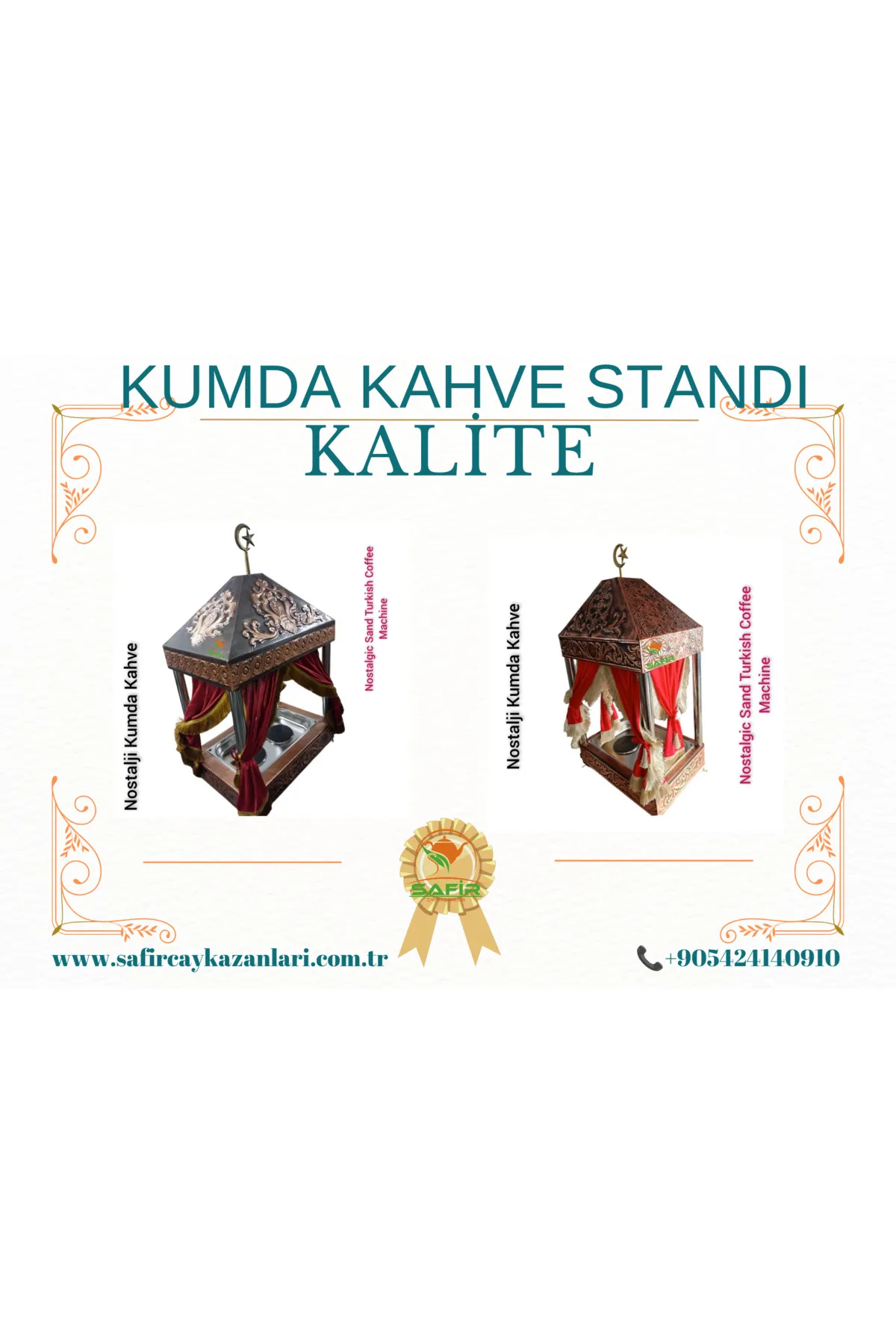 SAFİR ÇAY KAZANLARI Kumda kahve Standı Büyük boy kumda kahve standı Bakır Kumda Kahve Davlumbazlı Kumda Kahve görsel 5