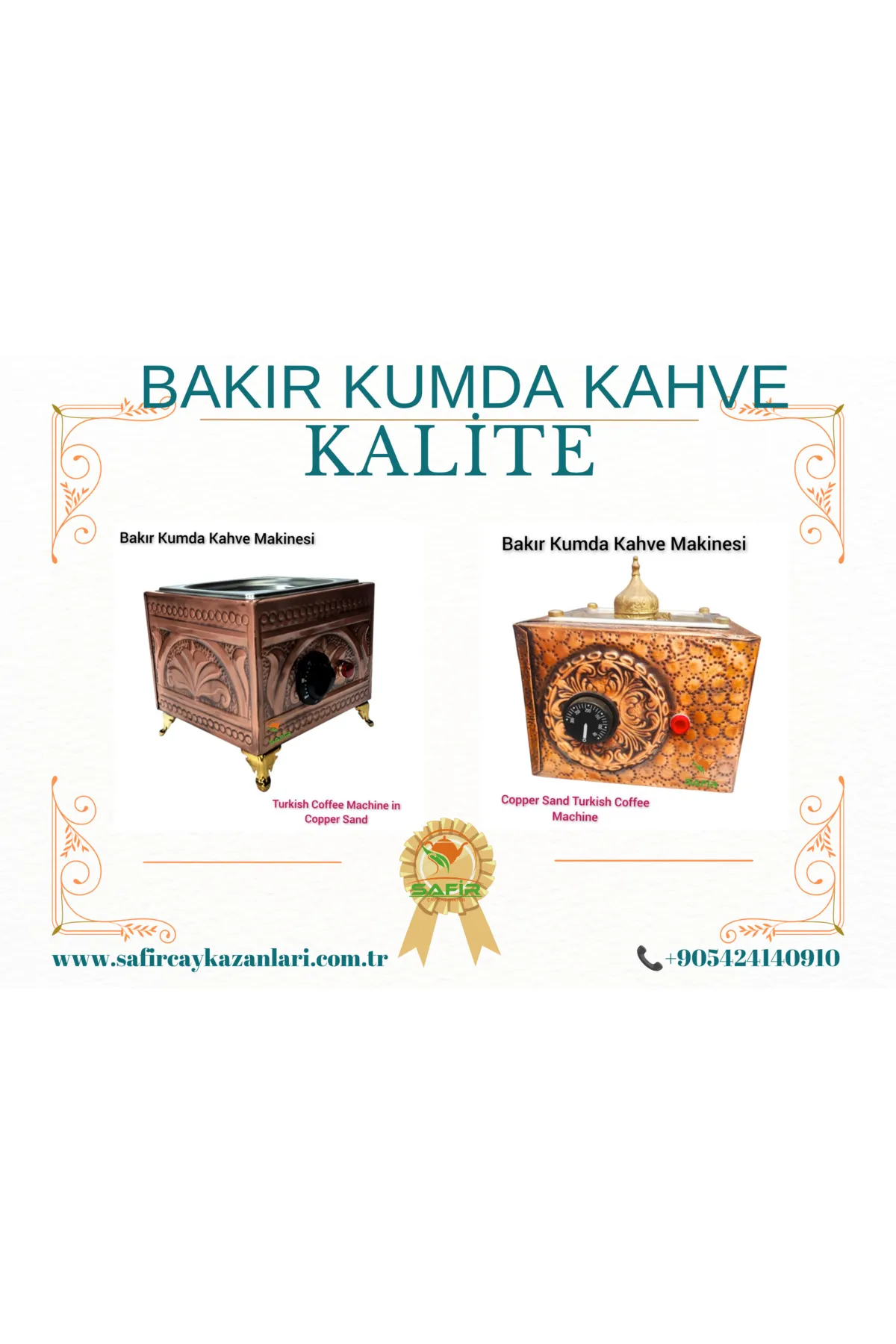 SAFİR ÇAY KAZANLARI 19x18 cm ebatlı ev için kare kumda kahve Bakır Kumda Kahve Tek Cezvelik Safir kumda kahve makinesi görsel 4