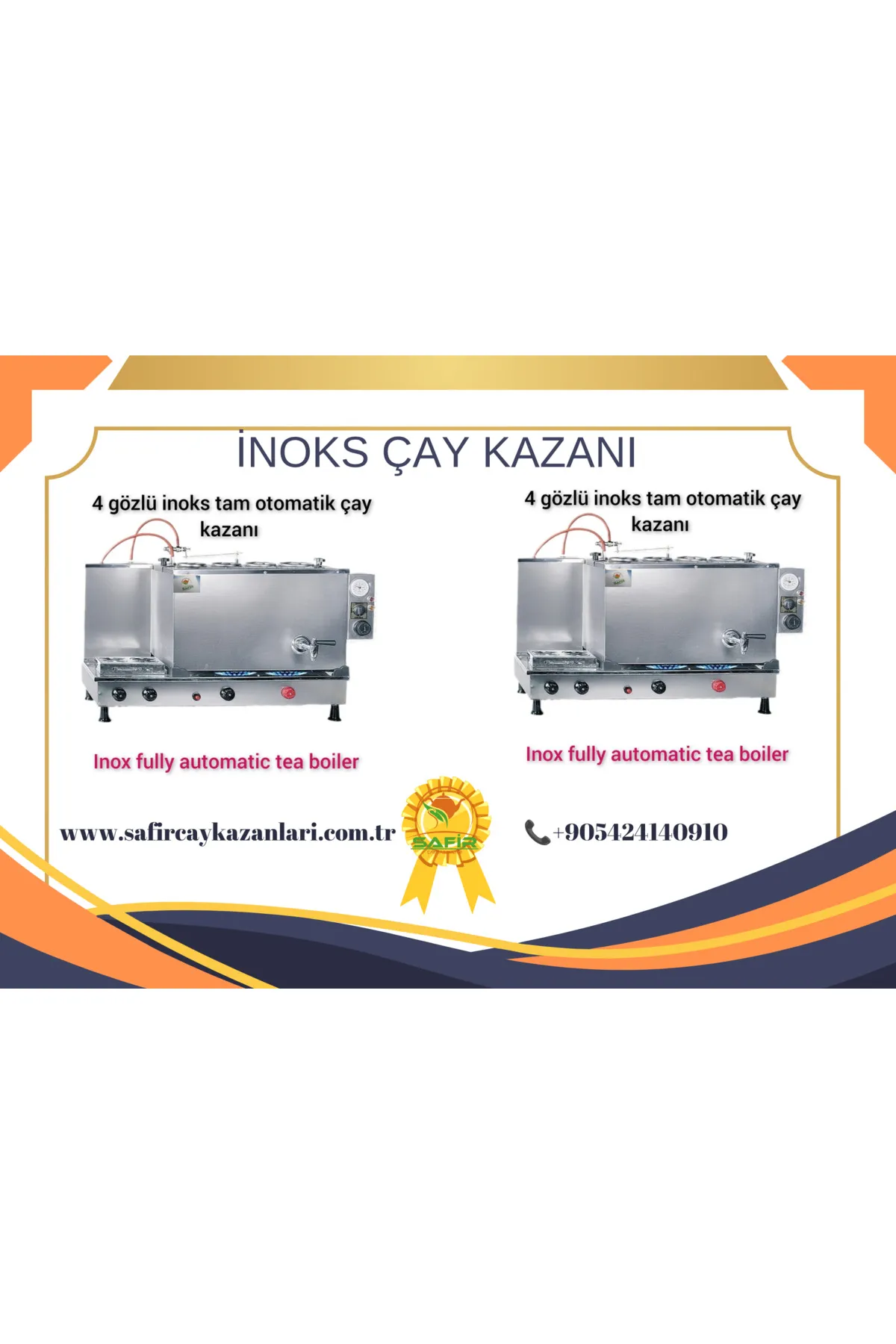SAFİR ÇAY KAZANLARI 4 demlikli inoks çay kazanı tam otomatik elektrikli ve tüplü çay ocağı çay semaveri görsel 2
