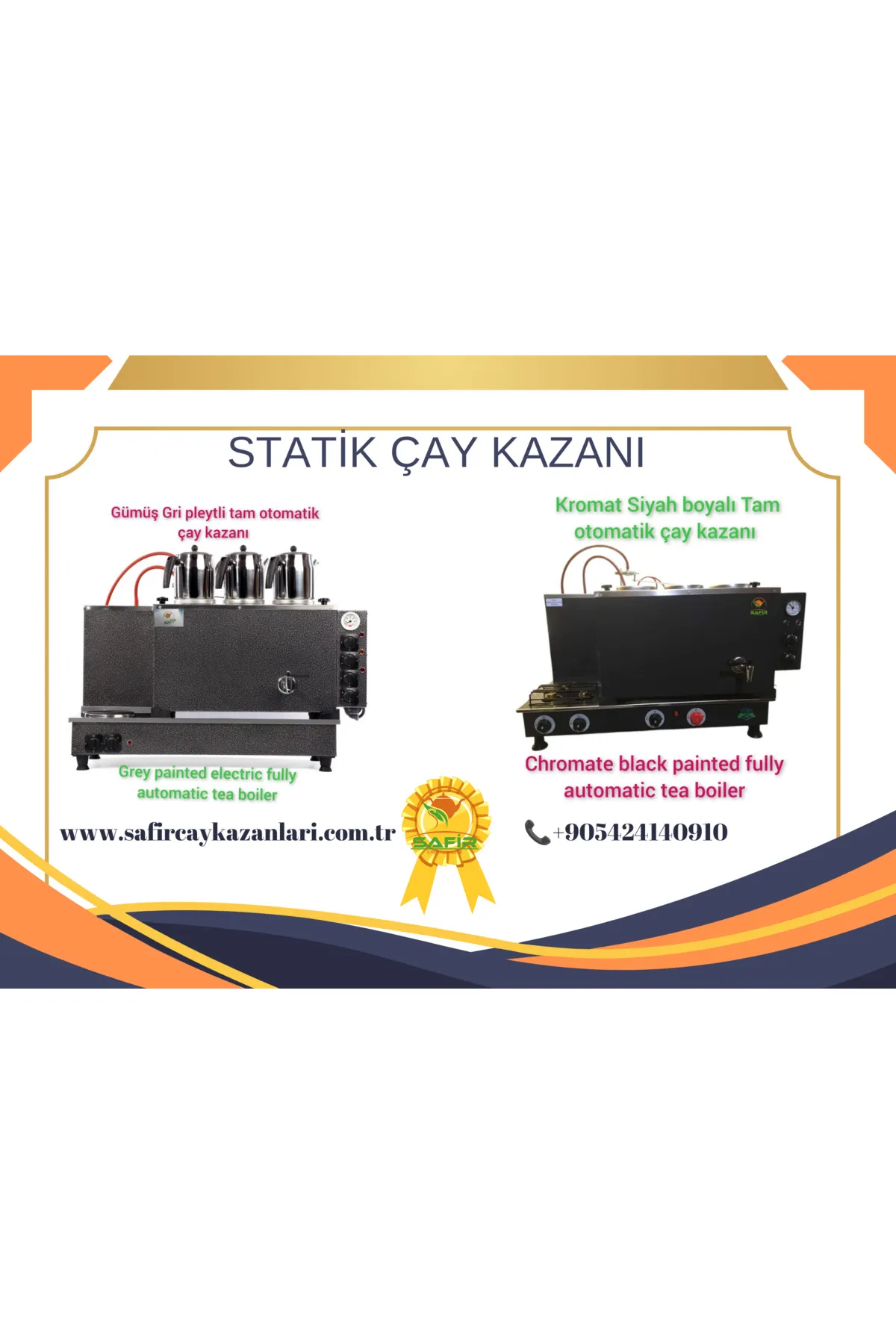 SAFİR ÇAY KAZANLARI 3 gözlü ce belgeli gazmer açılış onaylı Gaz koku algılama ve kesme sistemli Gri Çay kazanı görsel 4