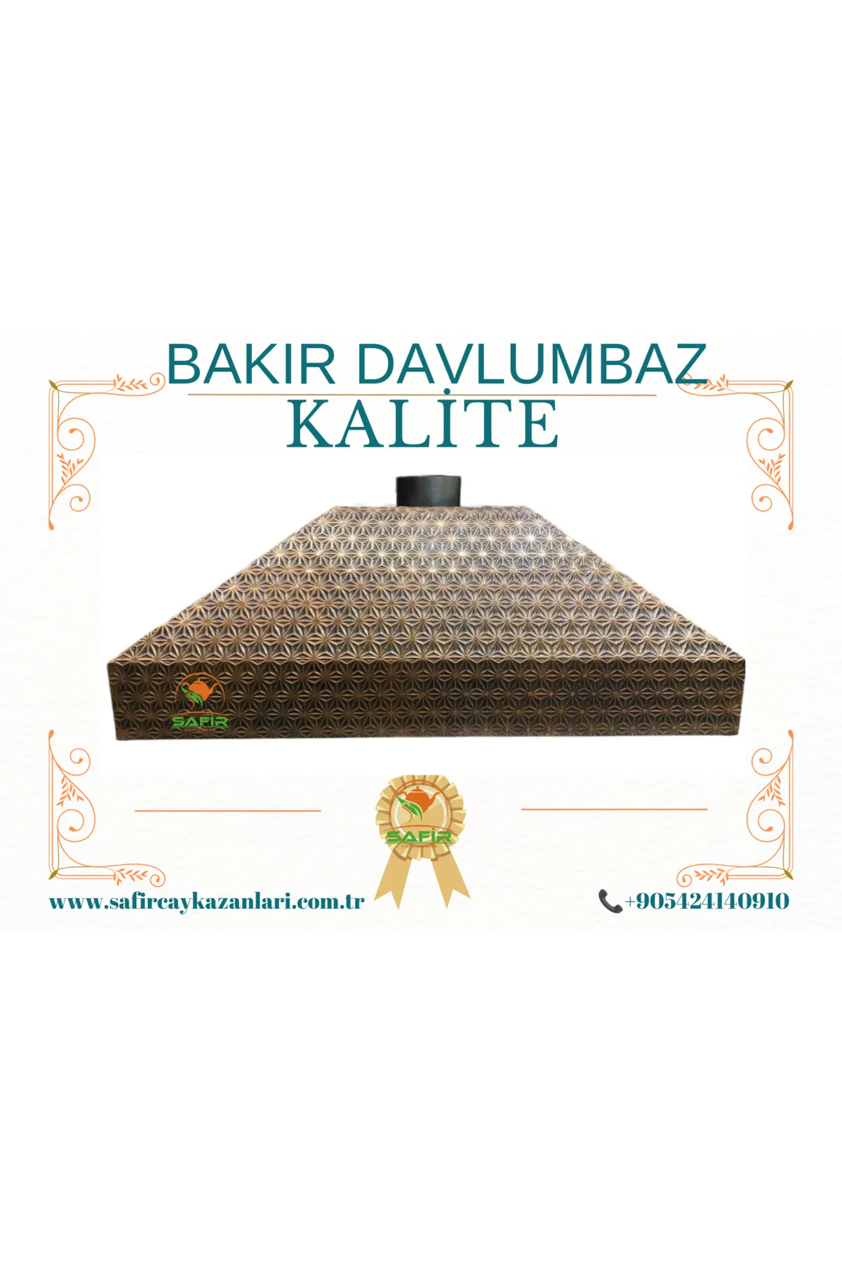 SAFİR ÇAY KAZANLARI yıldız model Bakır Davlumbaz Çay Kazanı Davlumbazı 90 cm Bakır Davlumbaz görsel 2