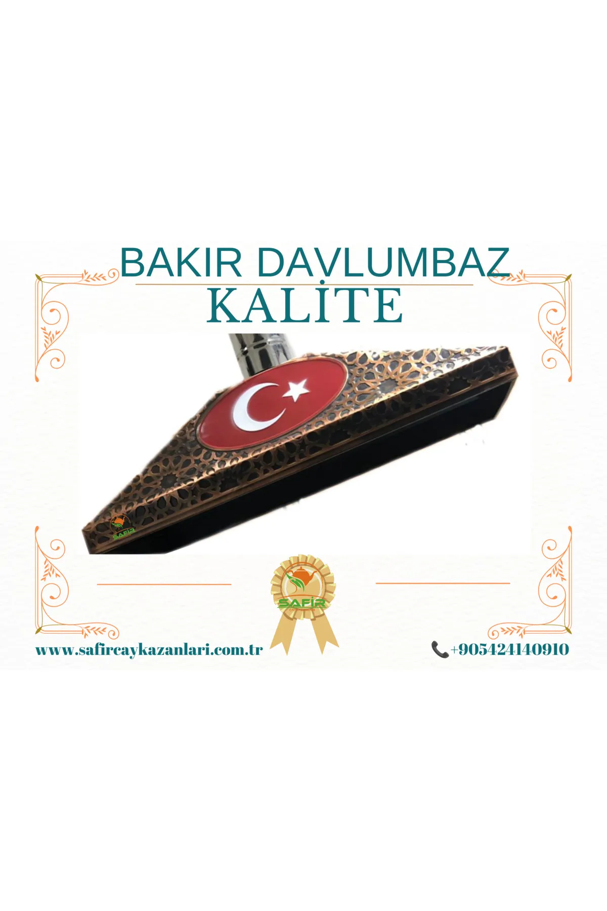 SAFİR ÇAY KAZANLARI Bayraklı Model Çay Kazanı için Bakır Davlumbaz 4 gözlü çay kazanı davlumbazı 110 cm Davlumbaz görsel 2