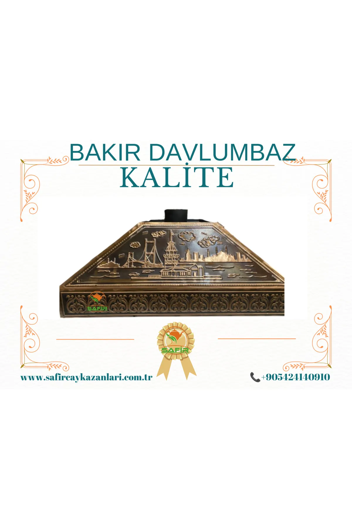 SAFİR ÇAY KAZANLARI çay kazanı davlumbazı Boğaziçi model 90 cm Bakır Davlumbaz Çay Ocağı Bakır Davlumbaz görsel 2