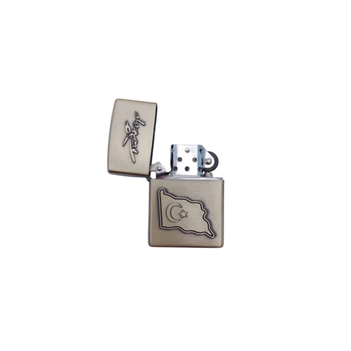 Ozel Tasarim Sari renkli Turkiye Yazili Dalgalanan Bayrak kabartmali premium zippo Cakmak